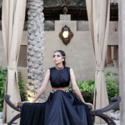 Reti | Embroidered High-neck and Belted Gown